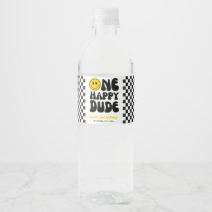 One Happy Dude Smile Face Birthday Water Bottle Label