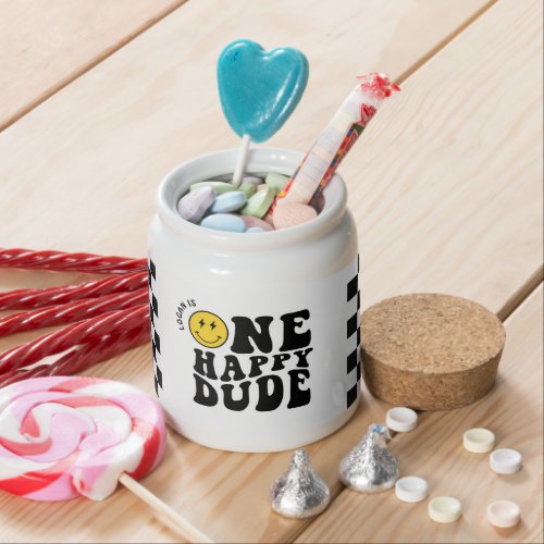 One Happy Dude Smile Face Boy First Birthday Candy Jar
