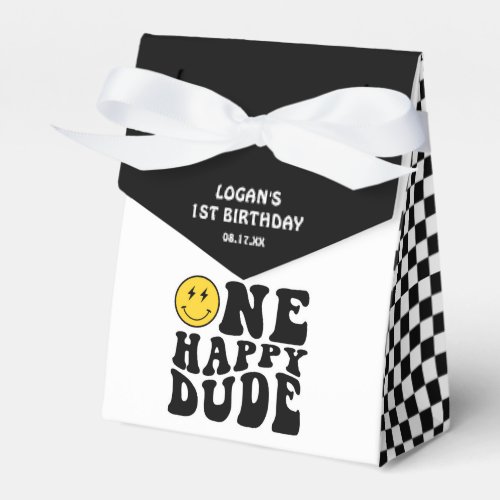 One Happy Dude Smile Face Boy First Birthday Favor Boxes