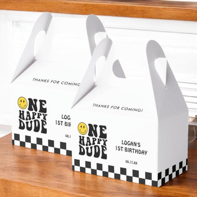 One Happy Dude Smile Face Boy First Birthday Favor Boxes (Creator Uploaded)