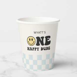 One Happy Dude Smile Face First Birthday Paper Cups