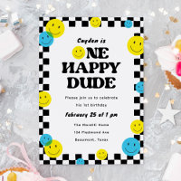 One Happy Dude Smiling Face 1st Birthday Party
