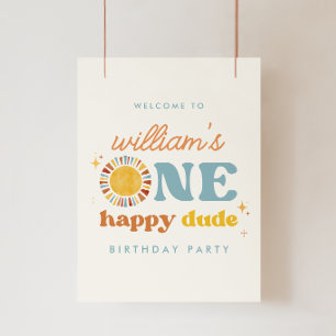 One Happy Dude Sun 1st Birthday Welcome Sign