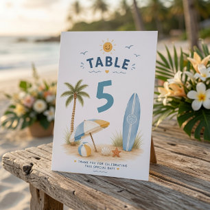 One Happy Dude Surf Beach Birthday Party  Table Number