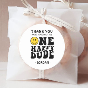 One Happy Dude Thank You Favor Classic Round Sticker