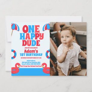 One Happy Dude Tropical Summer 1st Birthday Invitation