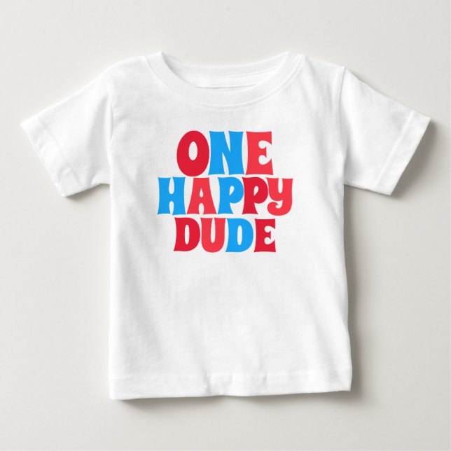 One Happy Dude Tropical Summer 1st Birthday Party Baby T-Shirt (Front)