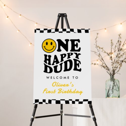 One Happy Dude Yellow 1st Birthday Welcome Sign