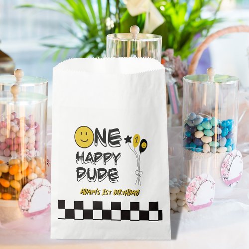 One Happy Dude Yellow Smile First 1st Boy Birthday Favor Bag