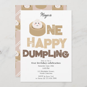One Happy Dumpling Invite 1st First Birthday Cute