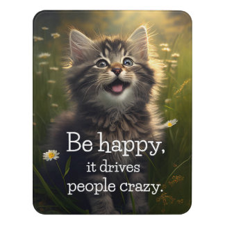 One Happy Fluffy Kitten - Happiness & Crazyness Door Sign