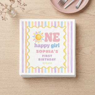 One Happy Girl 1st Birthday Sunshine Napkins