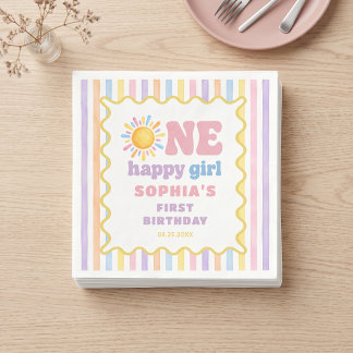 One Happy Girl 1st Birthday Sunshine Napkins