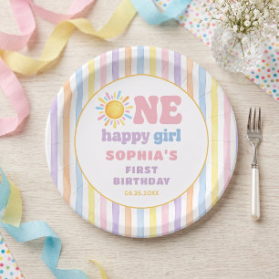 One Happy Girl 1st Birthday Sunshine Paper Plates