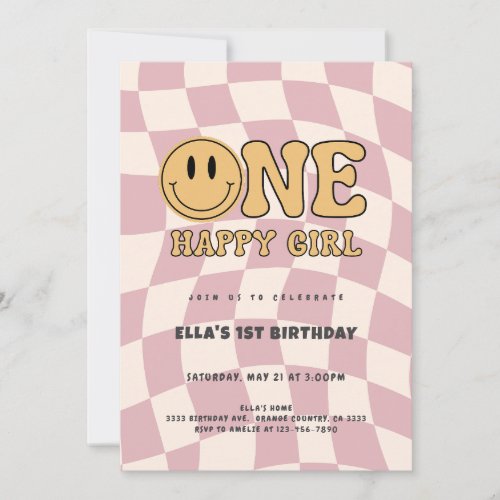 ONE HAPPY GIRL BIRTHDAY INVITATION 