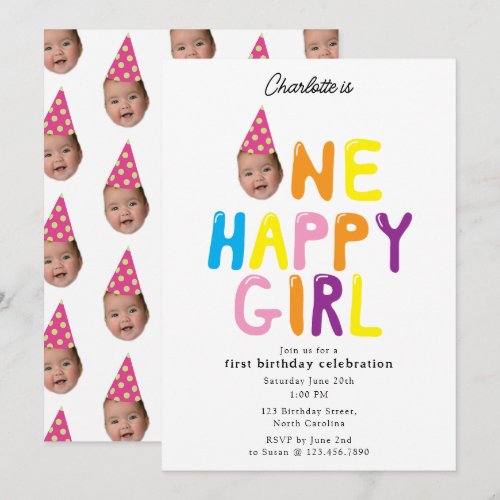 One Happy Girl Birthday Invite 1st Birthday Photo