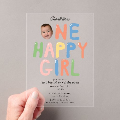 One Happy Girl Birthday Invite 1st Birthday Photo