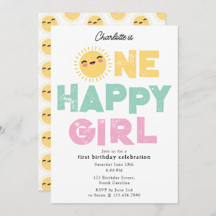 One Happy Girl Birthday Invite 1st Birthday Sun