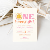 One Happy Girl Boho Sun First Birthday Invitation