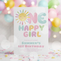 One Happy Girl Sun 1st Birthday Pink Blue