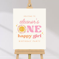 One Happy Girl Sun 1st Birthday Welcome Sign