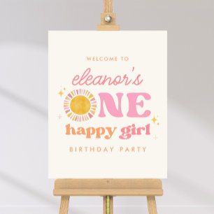 One Happy Girl Sun 1st Birthday Welcome Sign