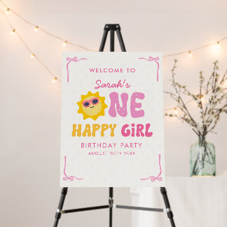 One Happy Girl Sun First Birthday Welcome Sign