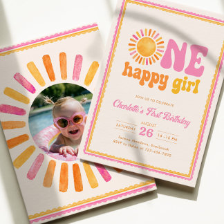 One Happy Girl Sunshine 1st Birthday Invitation