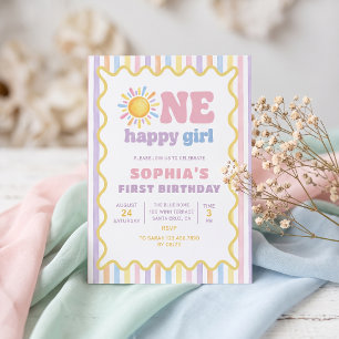 One Happy Girl Sunshine 1st Birthday Invitation