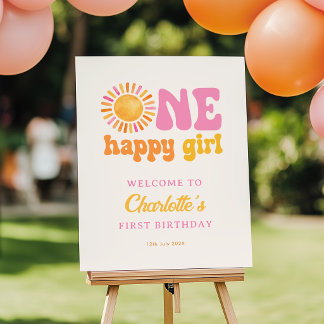 One Happy Girl Sunshine 1st Birthday Welcome Sign