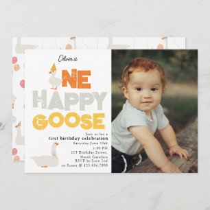 One Happy Goose Invite 1st First Birthday Photo