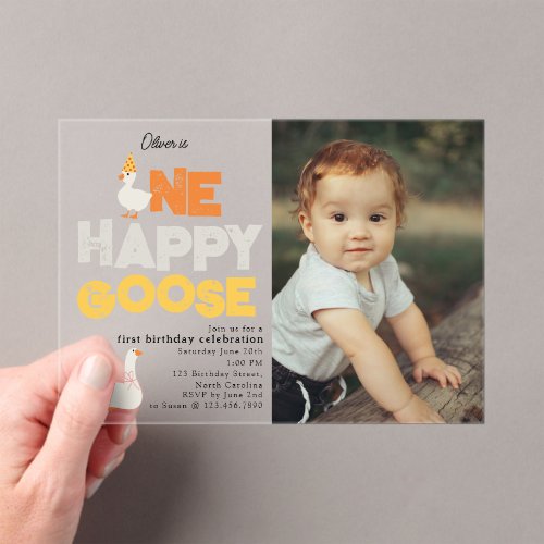 One Happy Goose Invite 1st  First Birthday Photo