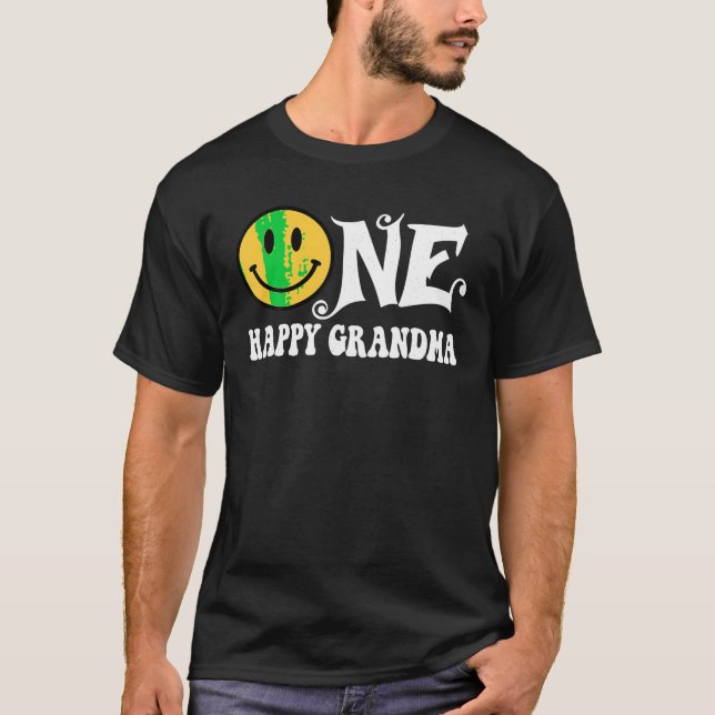 One Happy Grandma 1st Birthday One Happy Dude Fami T-Shirt (Front)
