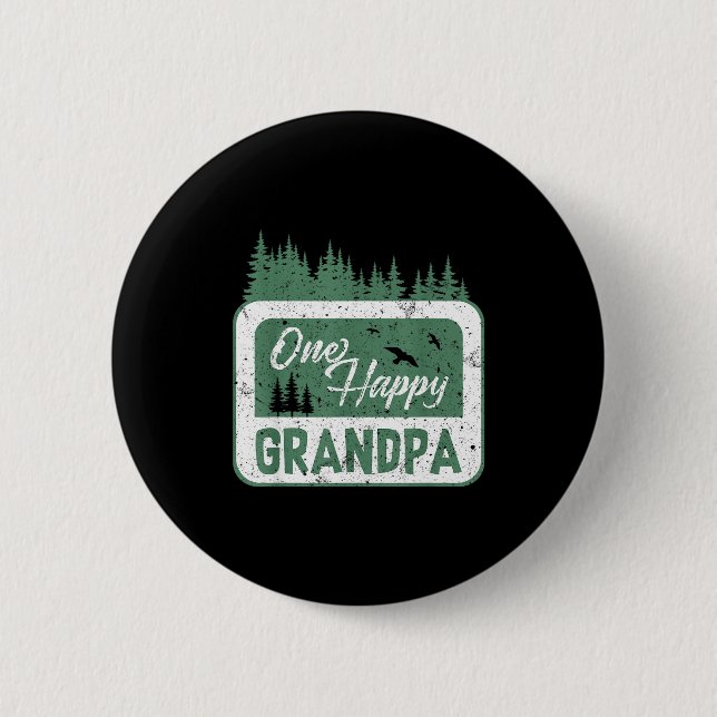 One Happy Grandpa Camper 1st Birthday Camng Bear  Button (Front)