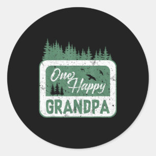 One Happy Grandpa Camper 1st Birthday Camng Bear Classic Round Sticker