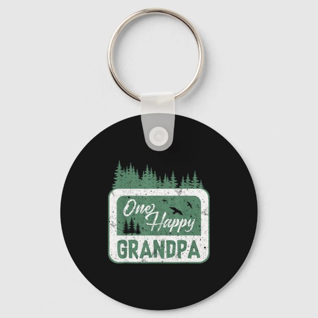 One Happy Grandpa Camper 1st Birthday Camng Bear  Keychain (Front)