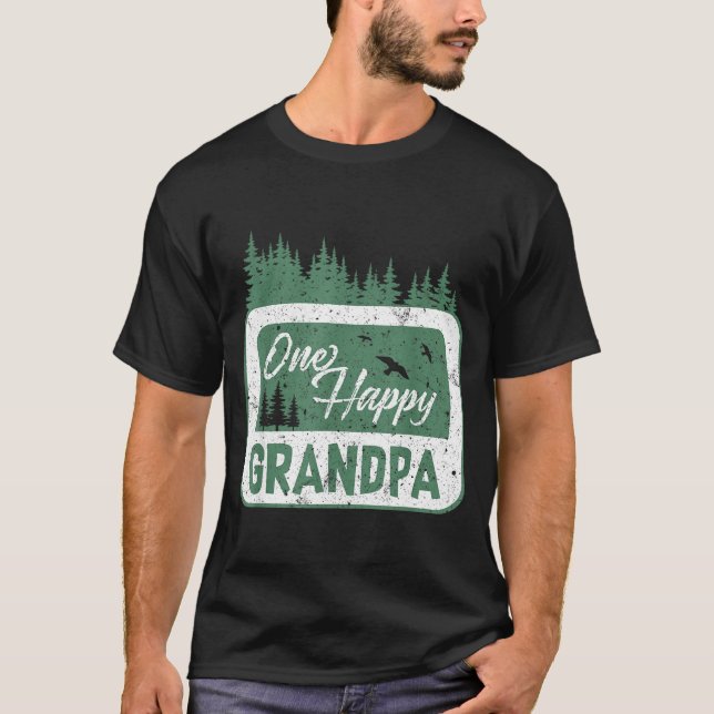 One Happy Grandpa Camper 1st Birthday Camng Bear  T-Shirt (Front)