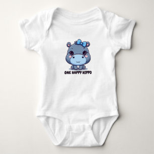 One Happy Hippo - The Cute Animal Buddy Baby Bodysuit
