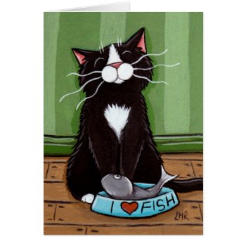 One Happy Kitty - Cat Art Card by LisaMarieArt at Zazzle