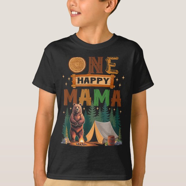 One Happy Mama Camper 1st Birthday Camng Bear  T-Shirt (Front)