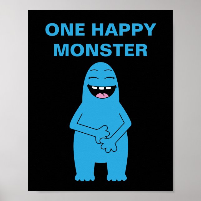One Happy Monster Halloween Birthday Custom Text Poster (Front)