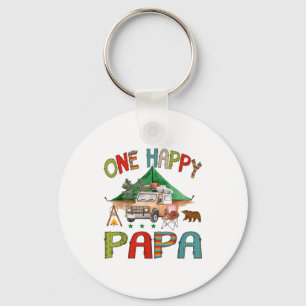 One Happy Papa Camper 1st Birthday Boy Camng Bear Keychain