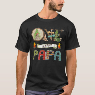 One Happy Papa Camper 1St Birthday Camping Bear  T-Shirt