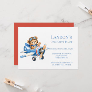 One Happy Pilot 1st. Boy’s Birthday Party Invitation