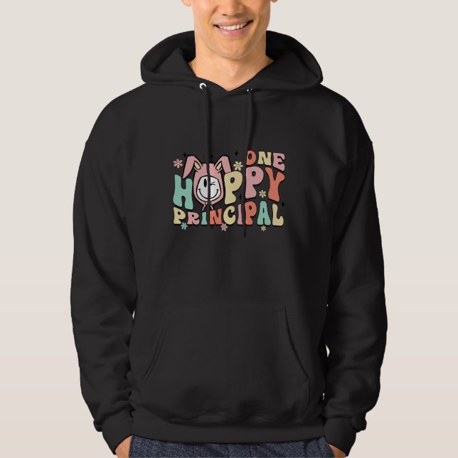 one happy principal, retro, vintage hoodie (Front)
