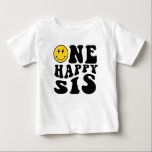 One Happy Sis Smile Boy 1st Birthday Matching  Baby T-Shirt<br><div class="desc">One Happy Sis Smile Boy 1st Birthday Matching Tee</div>