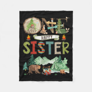 One Happy Sister Camper 1st Birthday Camng Bear  Fleece Blanket