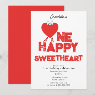 One Happy Sweetheart Invite 1st Girl Birthday