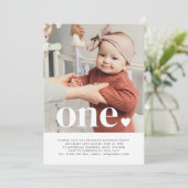 One Heart Photo First Birthday Invitation  (Standing Front)