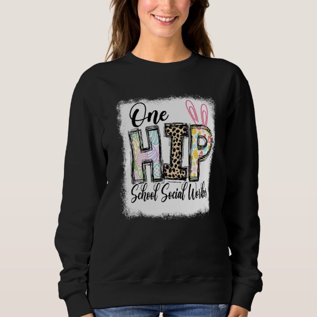 One Hip School Social Worker Leopard Teacher Easte Sweatshirt (Front)